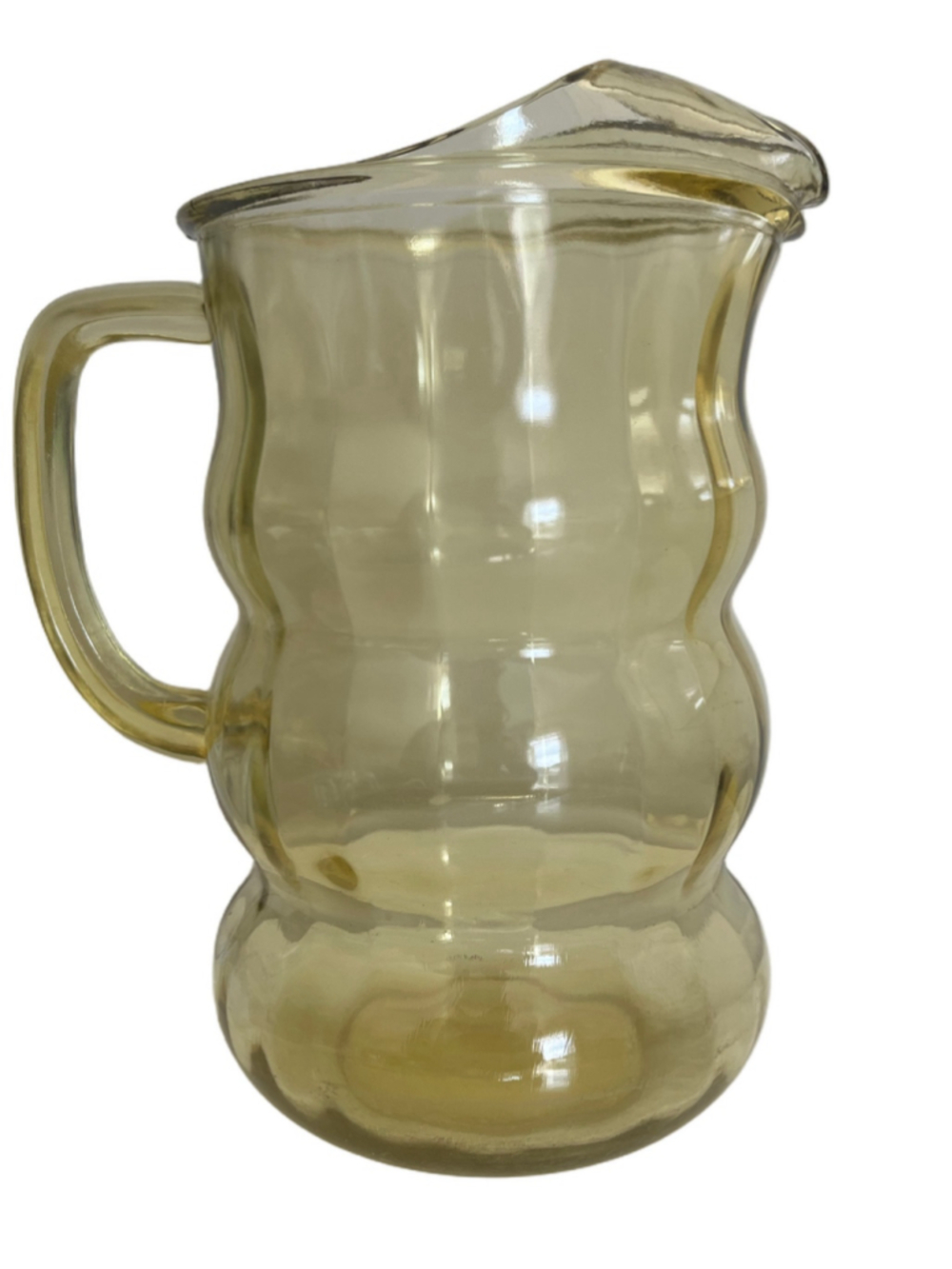 Vintage Federal Glass Lido/Golden Glow Amber Optic Ice Lip Pitcher